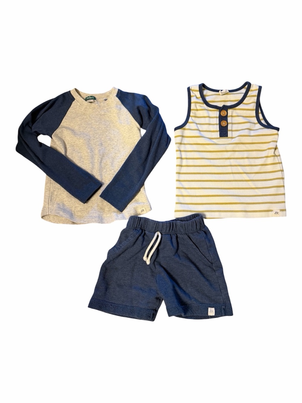 Lulu & Roo Children's Navy & Cream 3-Piece Shirt and Shorts Set - Unbranded